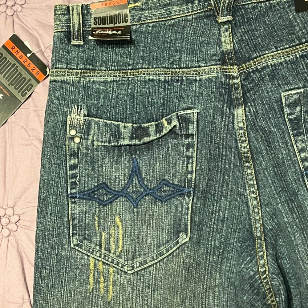 NWT Southpole Authentic Collection Baggy Jeans Embroidered Crest Mens 36x34